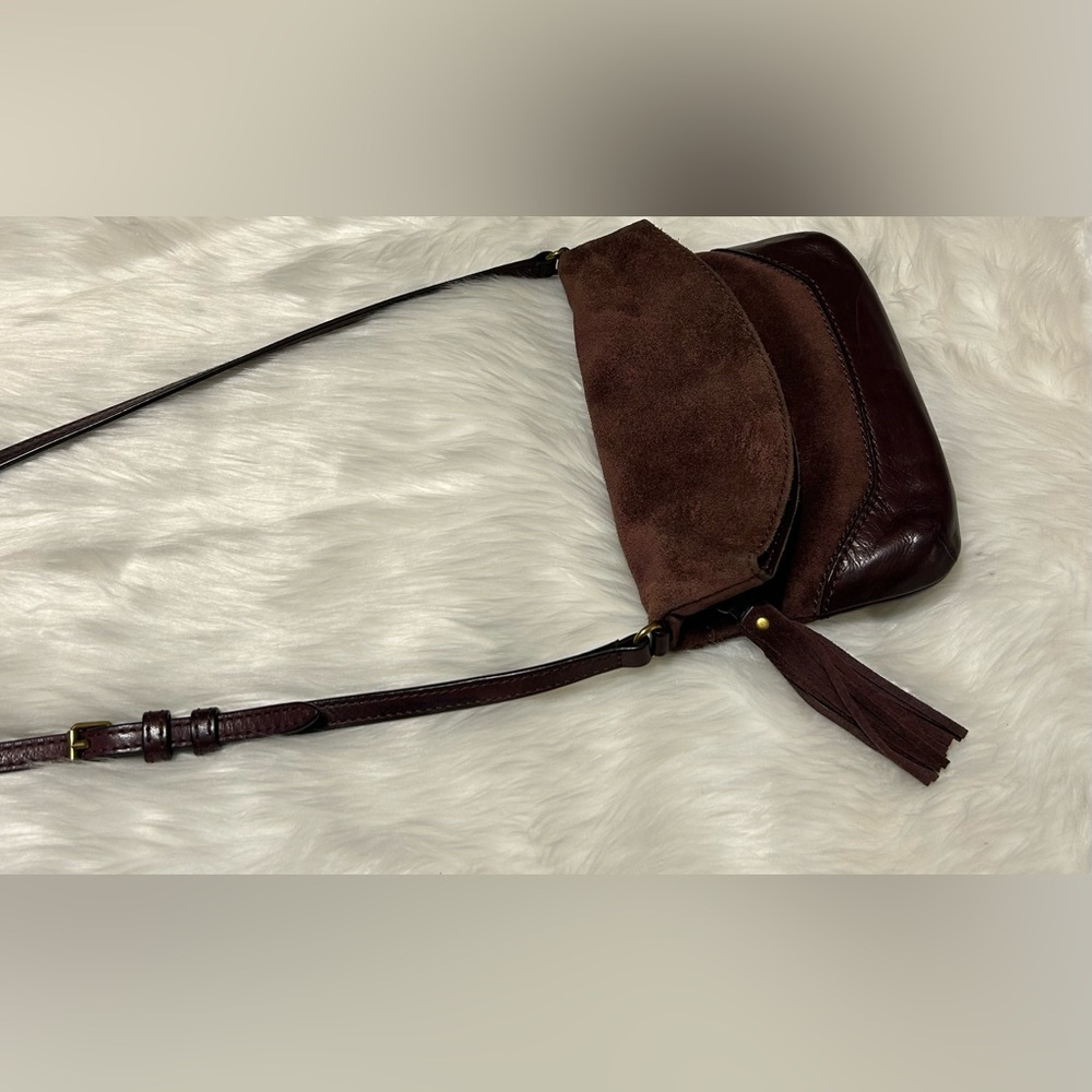 Frye Melissa Fold over Plum/Wine/Burgundy Leather/Suede Crossbody Bag